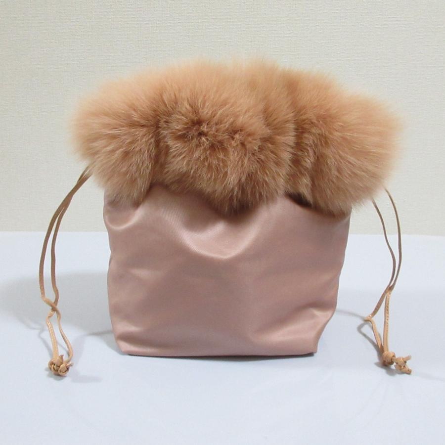 美品 MANIMARIS マニマリス 巾着 ファー ドローストリング ポーチ