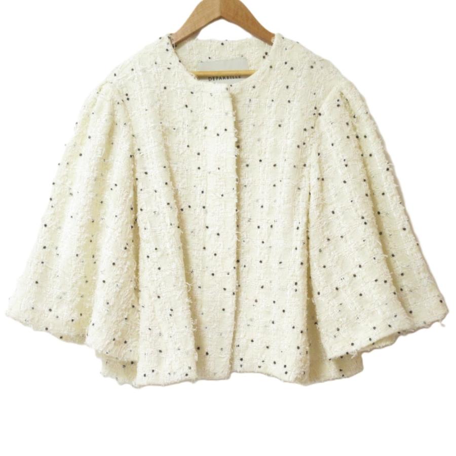 美品 DEPAREILLE デパリエ LINTON社 ツイードチェック フレアスリーブ 