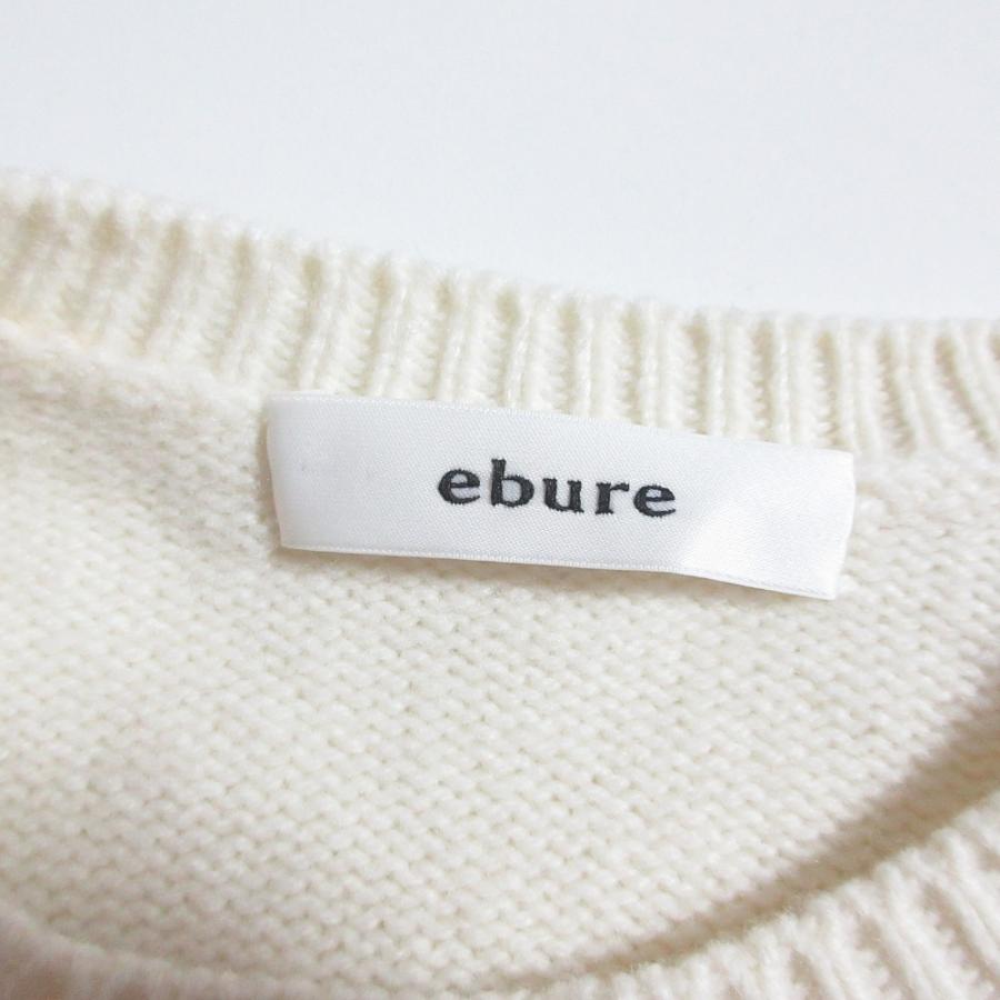 未使用 ebure エブール 半袖 ニット クルーネック アイボリー 38 ebure 美品 21AW ebure エブール Extra Fine Wool Crew Neck Pullover