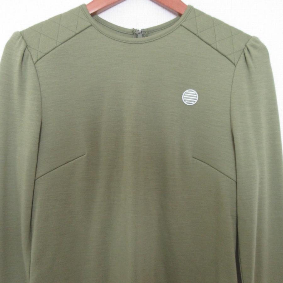 未使用 21AW BORDERS at BALCONY ボーダーズアットバルコニー キルティングショルダー ウールカットソー サイズ38 グリーン  レディース 古着 中古 USED BORDERS at BALCONY - 未使用 21AW BORDERS at BALCONY ボーダーズ