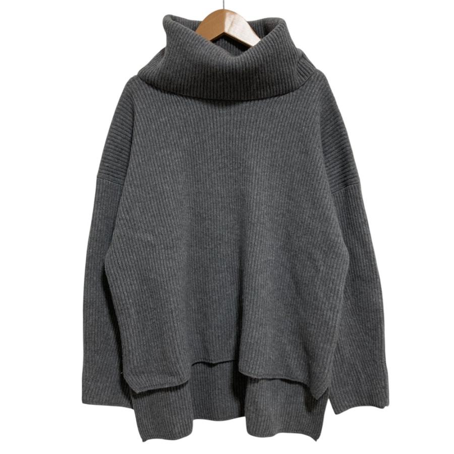 美品⁑ドゥロワー　9Gウールカシミヤ ミラノ編み Vネックニットジレ　ネイビー DRAWER（ドゥロワー） 良品 9G畦編みタートルネックニット カシミヤ