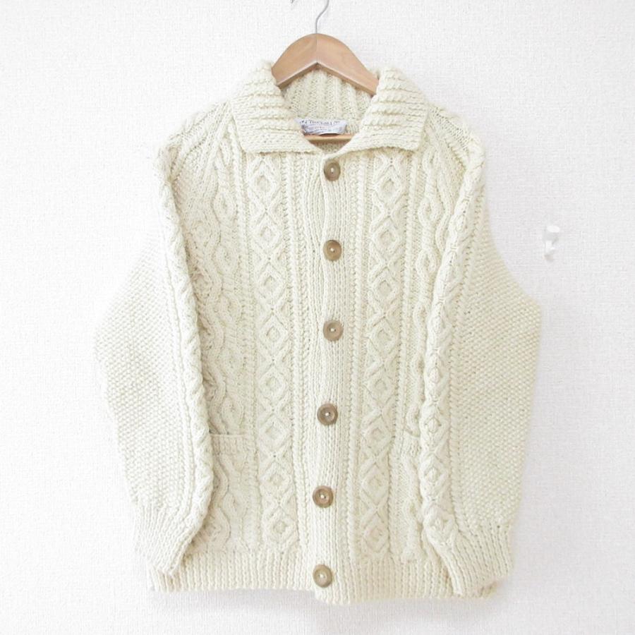 INVERALLAN ケーブル編みウールセーター 茶タグ INVERALLAN 美品 インバーアラン 茶タグ 3A カウチン ケーブルニット