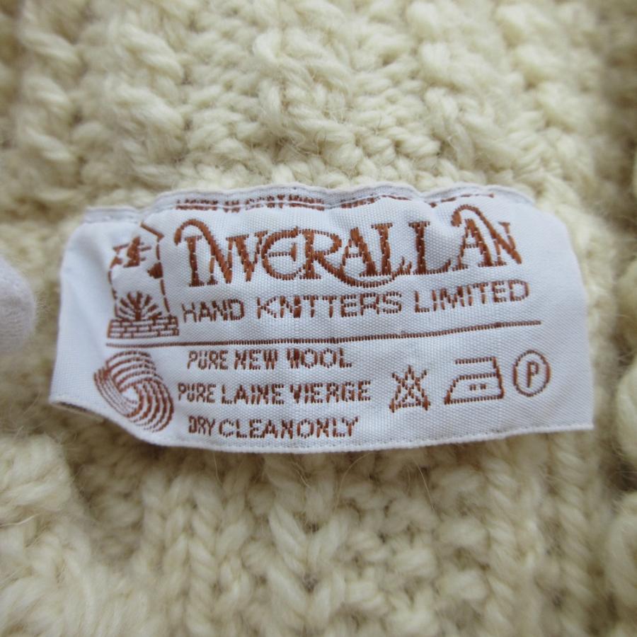 INVERALLAN ケーブル編みウールセーター 茶タグ INVERALLAN 美品 インバーアラン 茶タグ 3A カウチン ケーブルニット