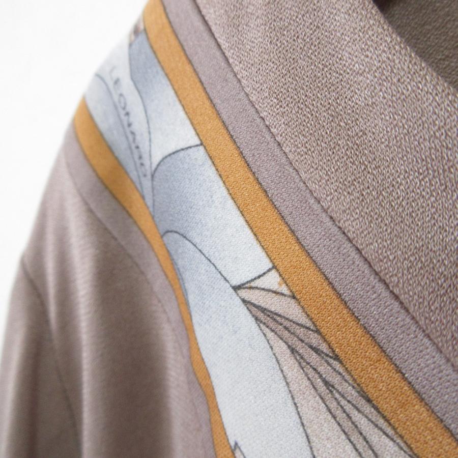 LEONARD 美品 レオナール カンカンストレッチ Vネック ロング