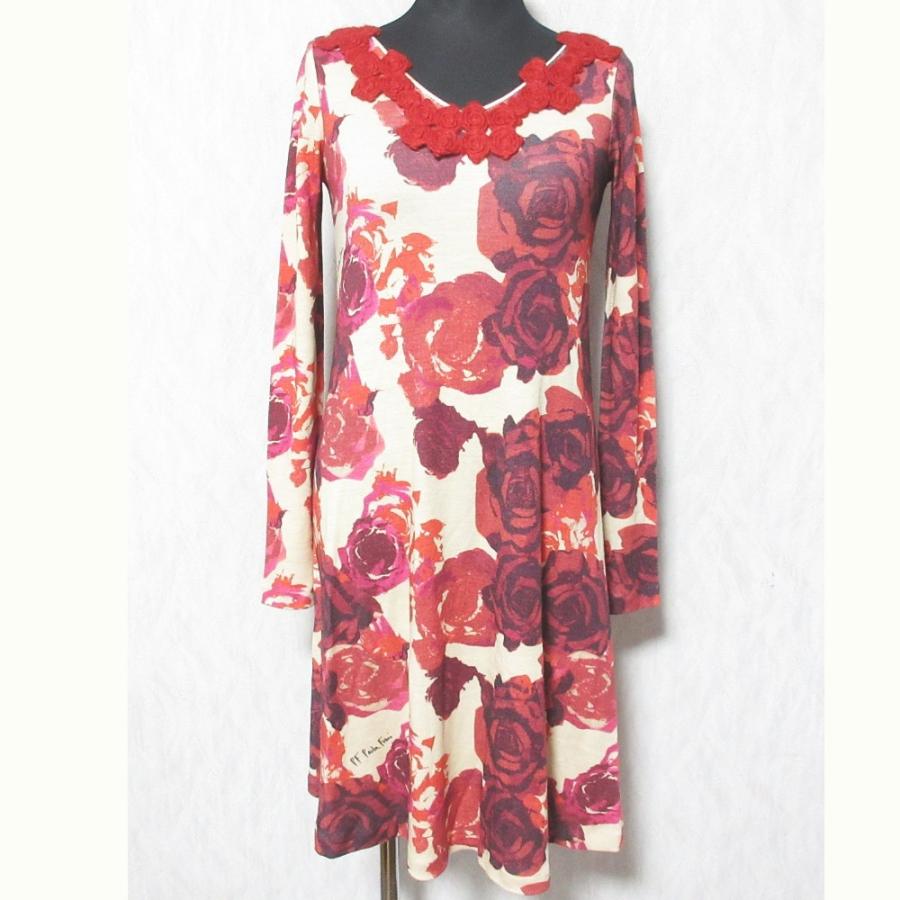 PAOLA FRANI 美品 パオラフラーニ バラプリントワンピース