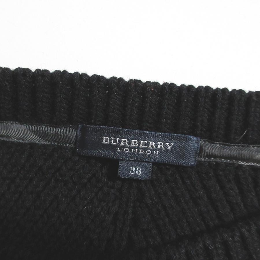 BURBERRYブラック 長袖ひざ丈ワンピース 38