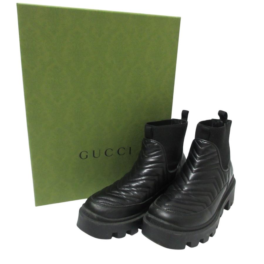 GUCCI（グッチ） 良品 キルティングレザー ショート チェルシーブーツ 
