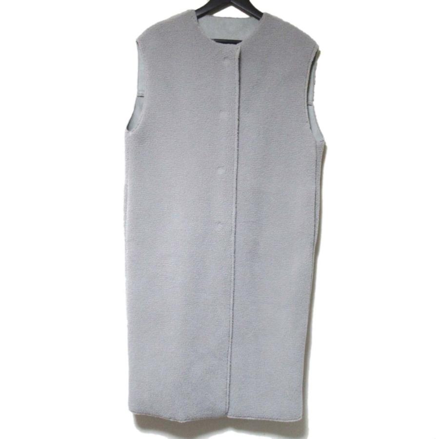 美品 MACHATT マチャット スナップボタンフロント ボア ロング ジレベスト M-18AW-04-2 Fサイズ グレー レディース 古着 中古 USED machatt 美品 マチャット スナップボタンフロント ボア ロング