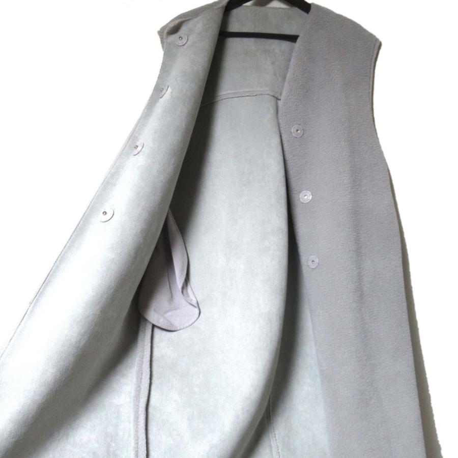 美品 MACHATT マチャット スナップボタンフロント ボア ロング ジレベスト M-18AW-04-2 Fサイズ グレー レディース 古着 中古 USED machatt 美品 マチャット スナップボタンフロント ボア ロング