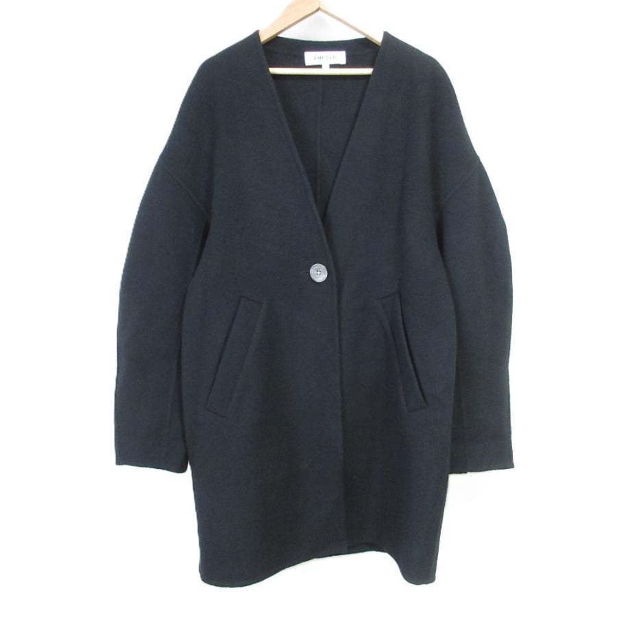 ENFOLD - 良品 21AW ENFOLD エンフォルド ウールノーカラーリバーコート 38 ブラック レディース 古着 中古 USED ENFOLD（エンフォルド） 良品 21AW ENFOLD ウールノーカラーリバー