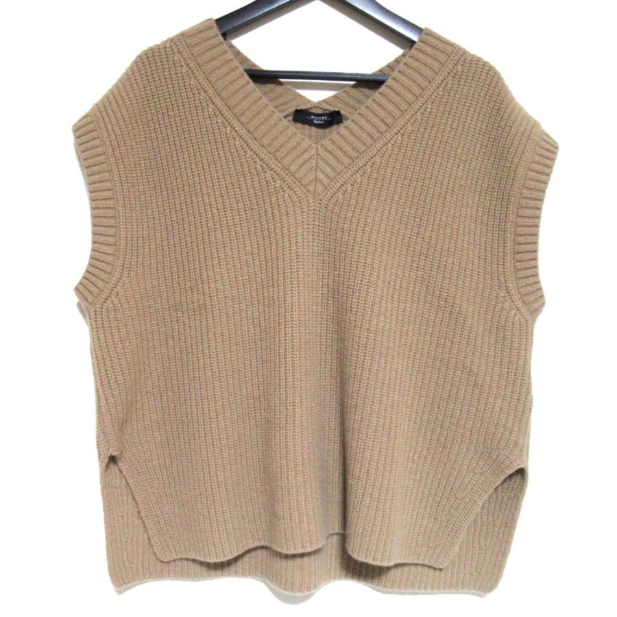 美品 23AW Weekend Max Mara マックスマーラ ウィークエンド ALA バージンウール Vネック ケーブルニット ベスト XSサイズ ベージュ レディース 古着 中古 USED 美品 23AW Weekend Max Mara マックスマーラ ウィークエンド ALA