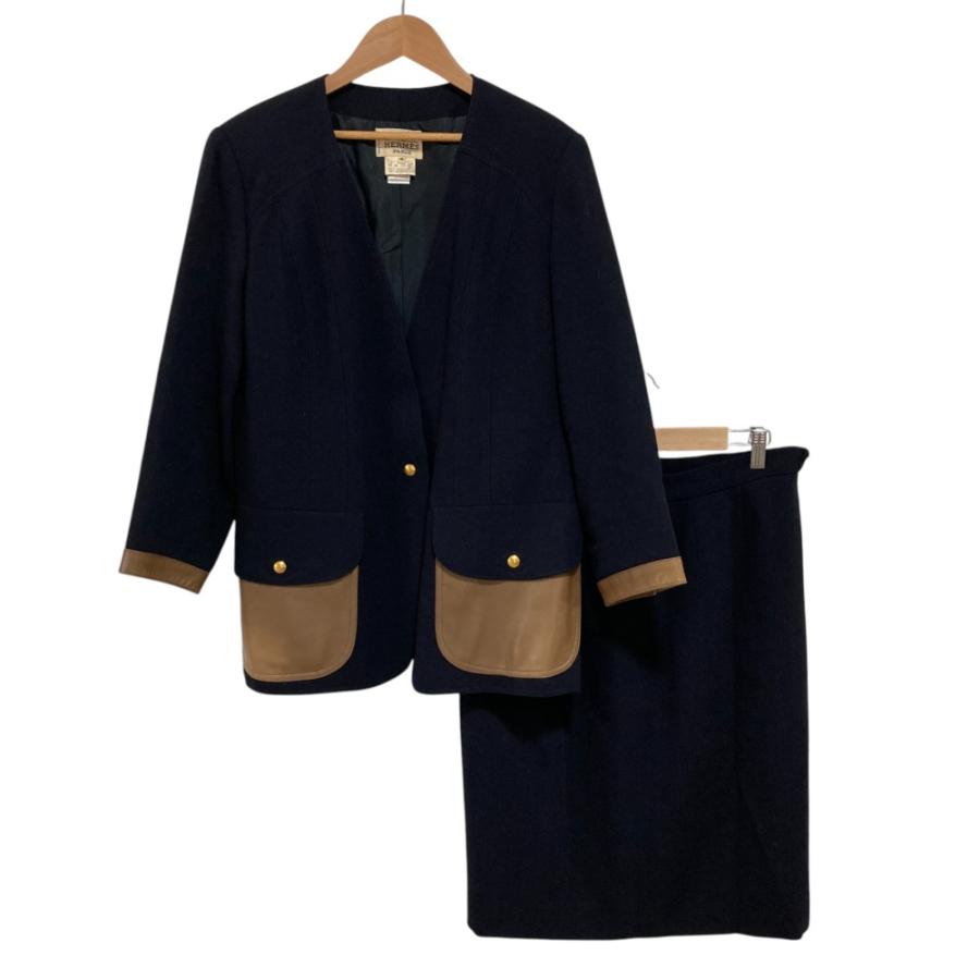 HERMES セットアップ ネイビーHERMES コットン ストライプ スーツ