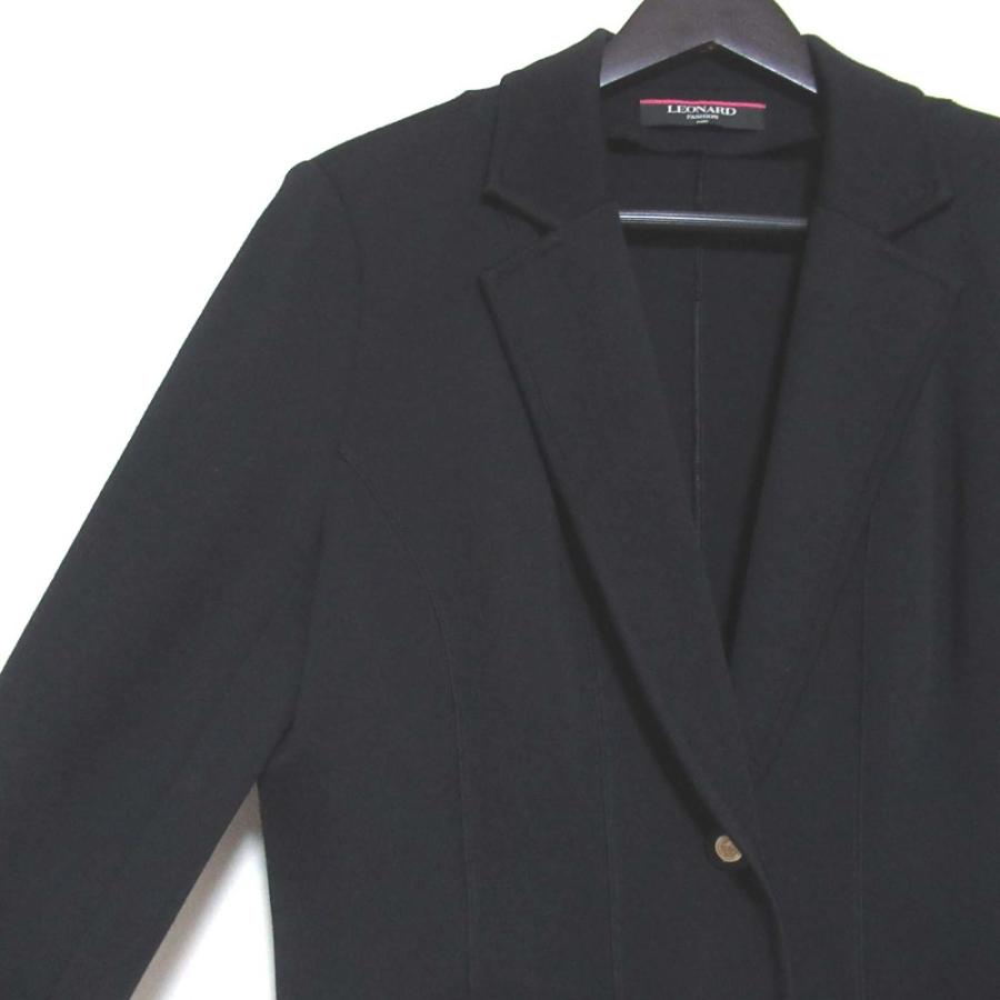 レオナール　テーラードジャケット　袖口デザイン　黒　ウール　13AR LEONARD FASHION 美品 レオナールファッション ニット