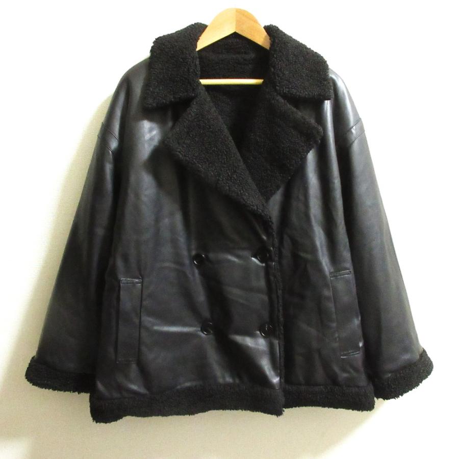HARE（ハレ） 美品 リバーシブル フェイクムートンジャケット HARE フェイクレザームートンOVERコートブラック09,S