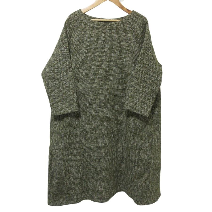 【45R】アーミッシュツイードワンピース チュニック　Vネック　Aライン　ウール 45R】アーミッシュツイードワンピース チュニックVネックAラインウール