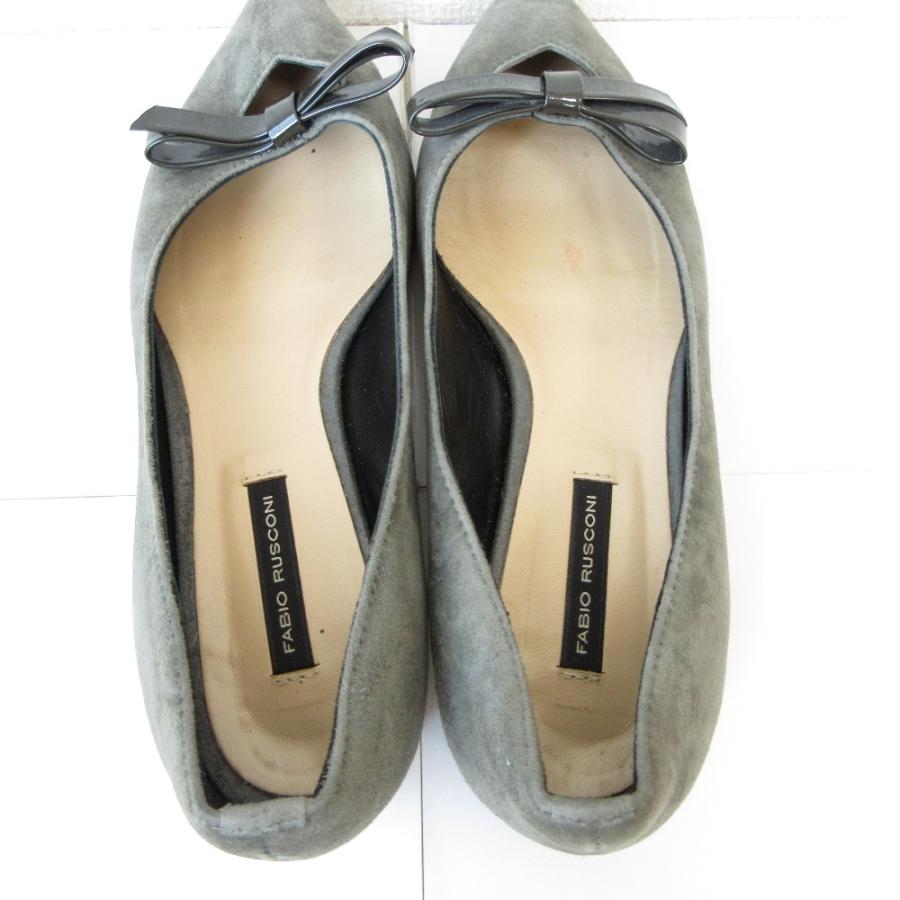 【美品】FABIO RUSCONI スエード リボンフラットシューズ 36 FABIO RUSCONI 良品 ファビオルスコーニ スエード リボン ポイン