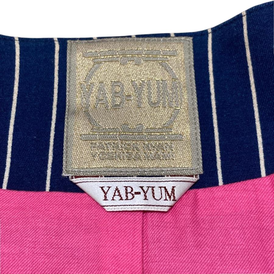 YAB-YUM（ヤブ・ヤム） 美品 ストライプ柄 ノーカラー ロングコート