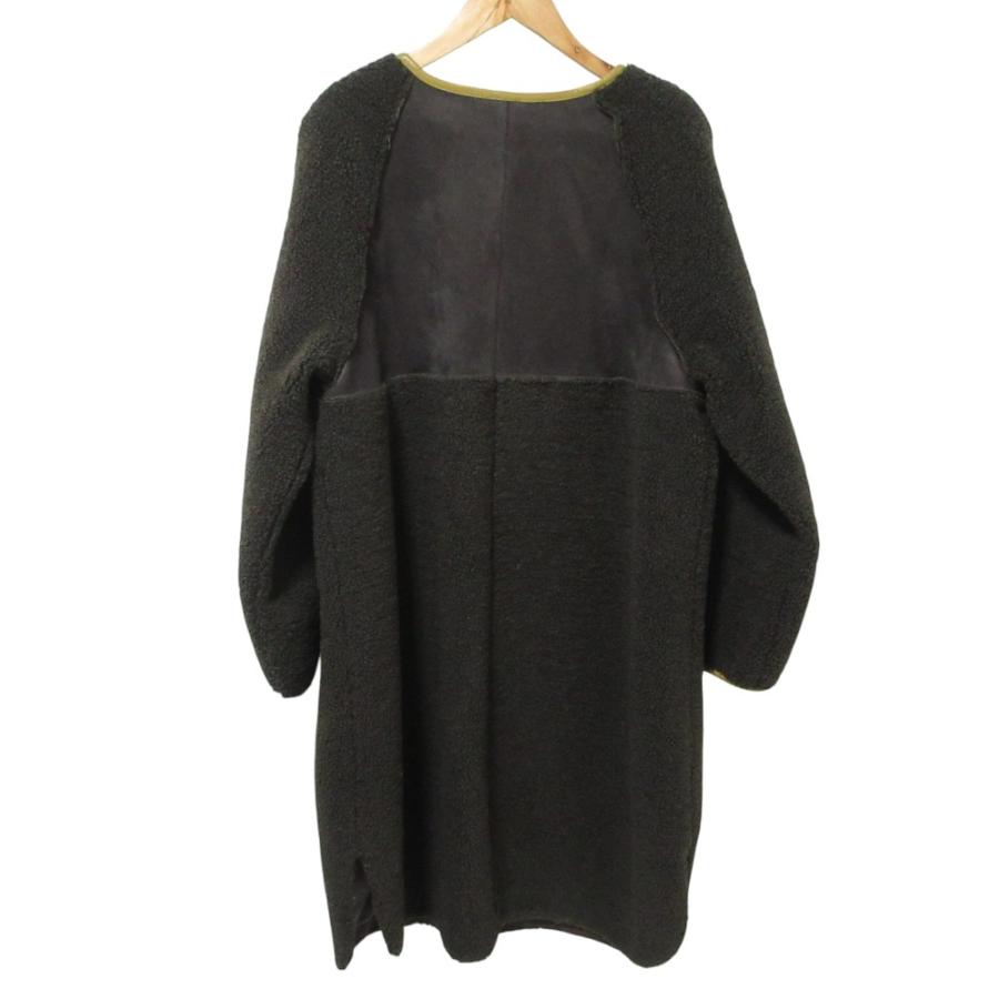 美品 Jocomomola ホコモモラ フェイクムートン ロングジャケット ボア 