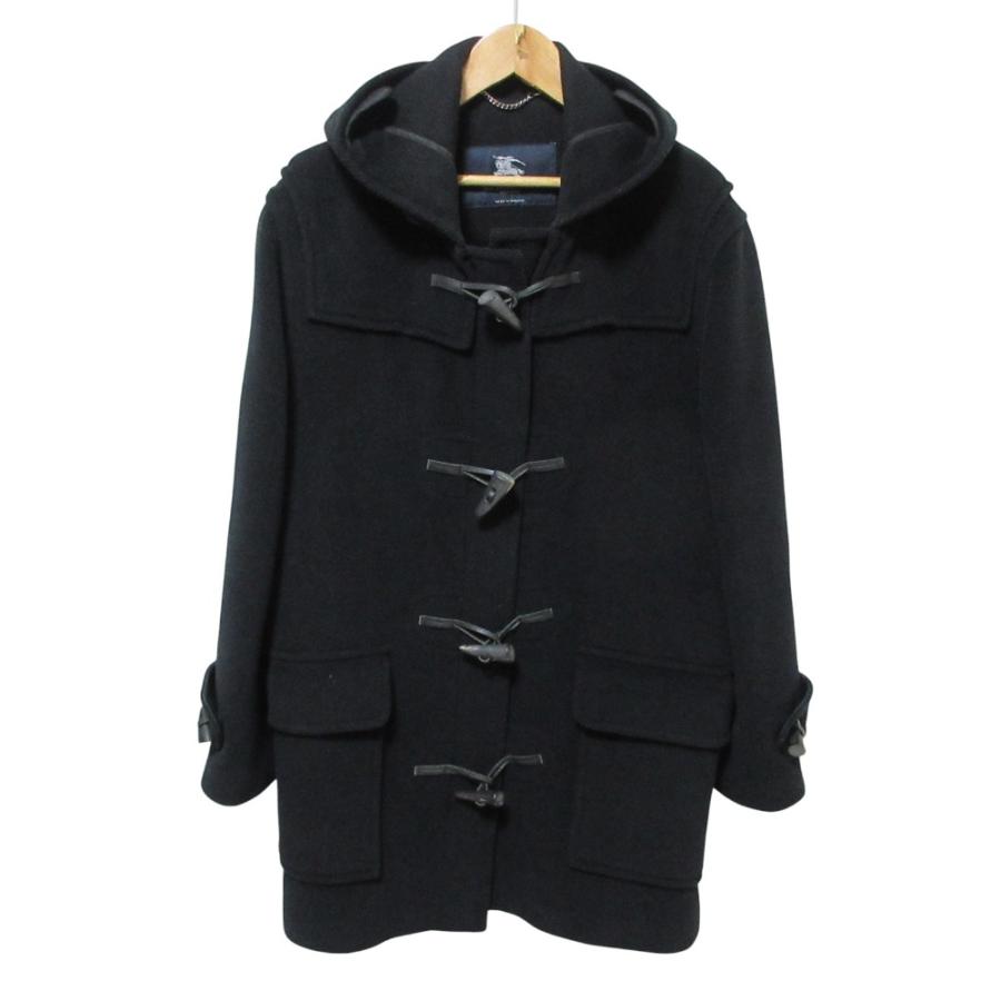 バーバリーロンドン ダッフルコート 黒 レディース メルトン Ｓ BURBERRY 美品 バーバリーロンドン メルトン ダッフルコート ブラック