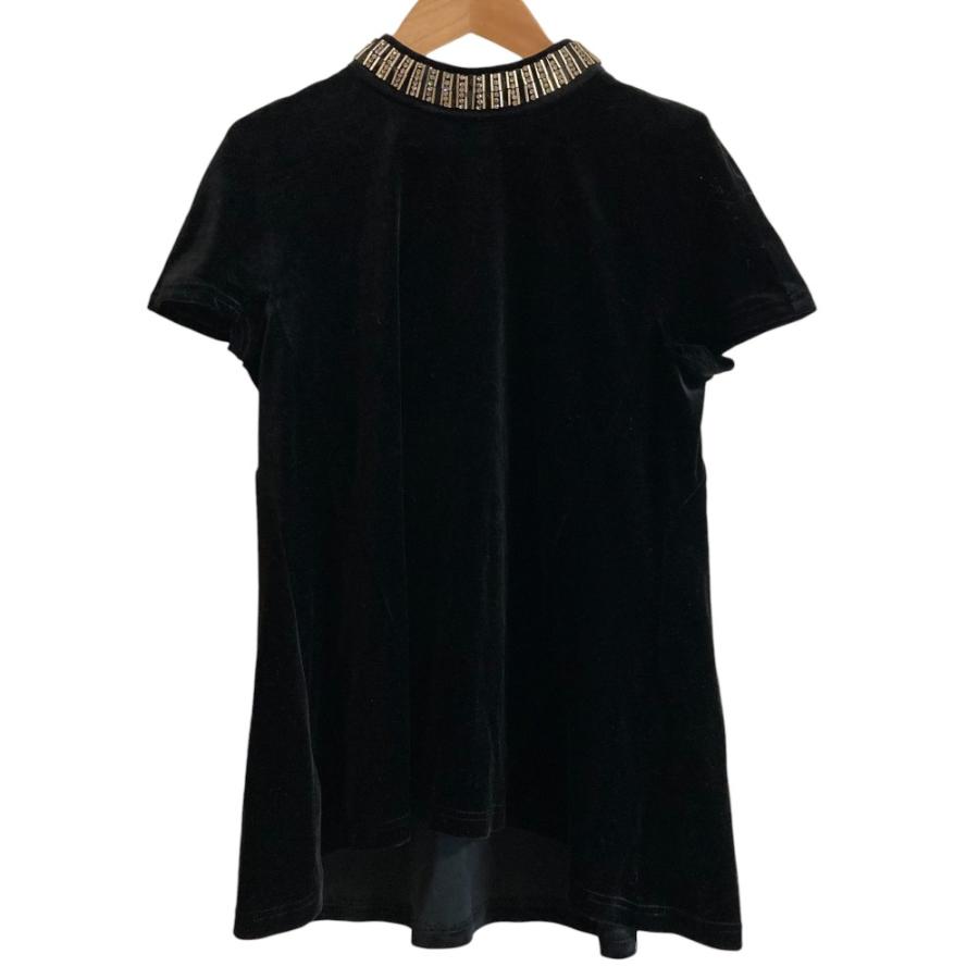 美品 VELOUR NOIR by FOXEY NEW YORK ベロアノワール フォクシーニューヨーク ビジューネック 半袖 カットソー サイズ40 ブラック レディース 古着 中古 USED 美品 VELOUR NOIR by FOXEY NEW YORK ベロアノワール フォクシー