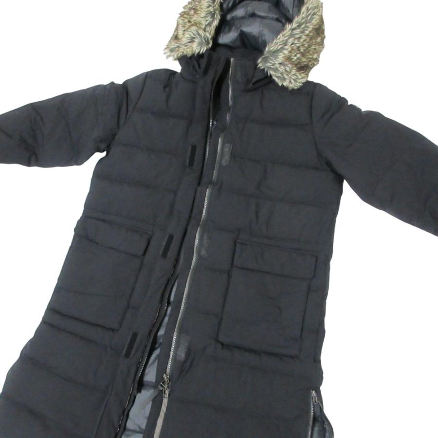 AIGLE（エーグル） 美品 撥水 サイドジップ フーデッドファー ロング 