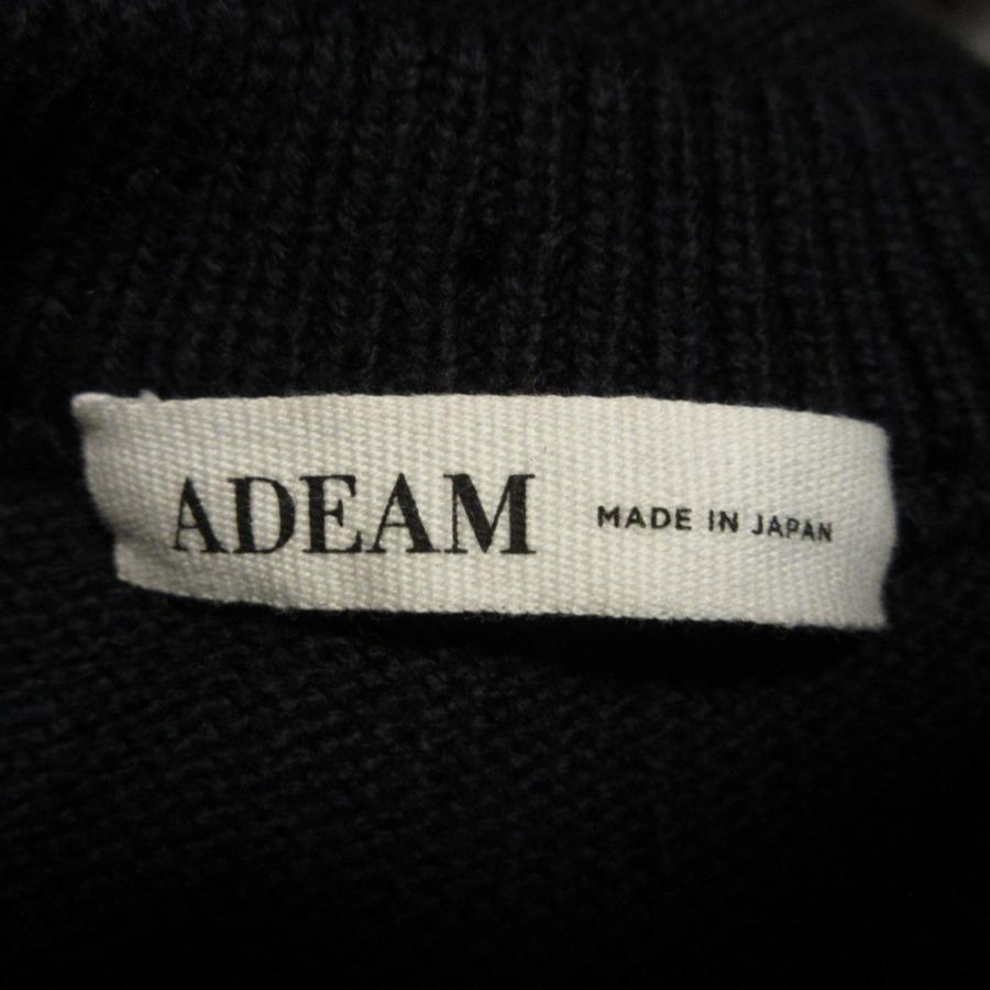 ADEAM プリーツニット ADEAM アディアム ニット×プリーツ ドッキングワンピース M ネイビー