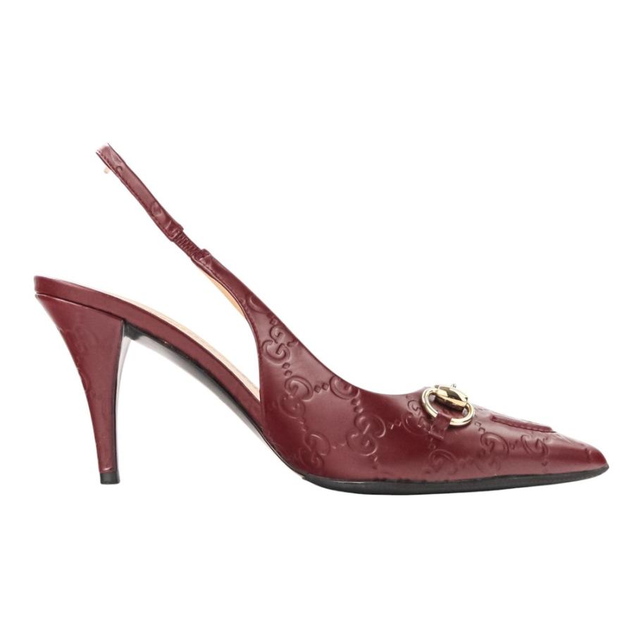 GUCCI（グッチ） 新品同様 GGシマレザー ホースビット スリングバック