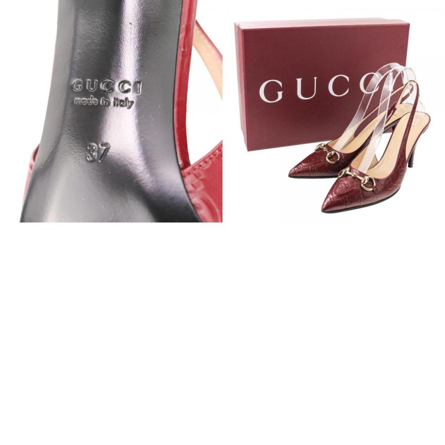 GUCCI（グッチ） 新品同様 GGシマレザー ホースビット スリングバック