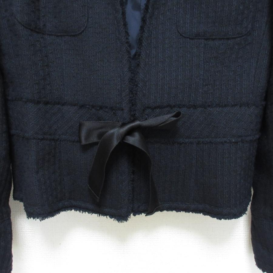 美品 Rene ルネ リボンジャケット 36 ネイビー ショート丈　日本製 René Rene ルネ デニムジャケット 紺 ネイビー リボン 36 C1011
