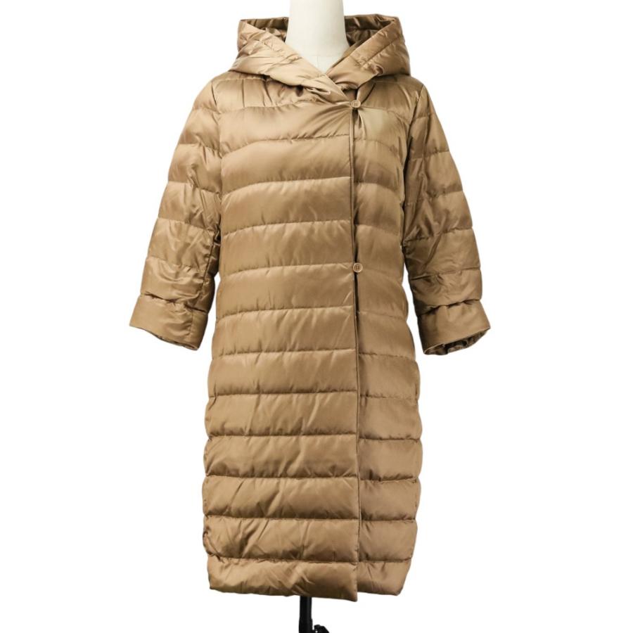 良品 Max Mara The Cube マックスマーラ ザキューブ リバーシブル フーデッド ダウンコート ポーチ付き サイズ42 キャメル レディース 古着 中古_5