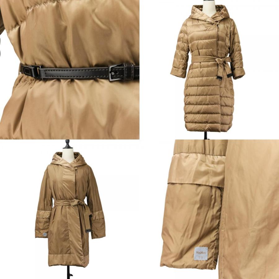 良品 Max Mara The Cube マックスマーラ ザキューブ リバーシブル フーデッド ダウンコート ポーチ付き サイズ42 キャメル レディース 古着 中古_7