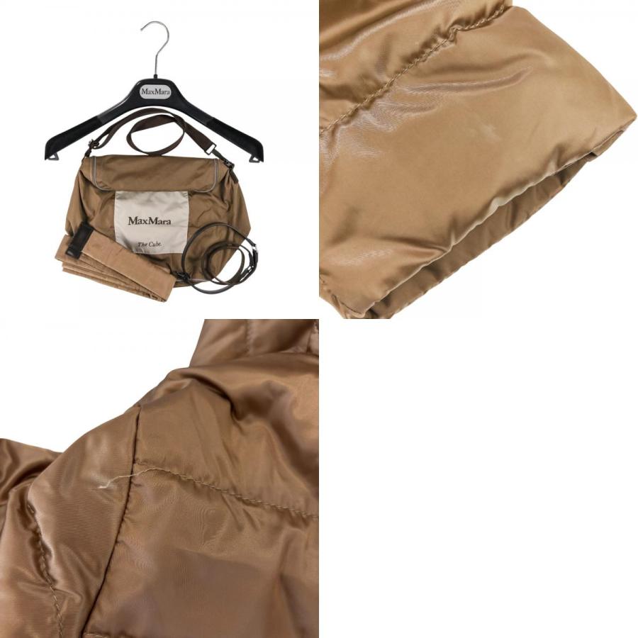 良品 Max Mara The Cube マックスマーラ ザキューブ リバーシブル フーデッド ダウンコート ポーチ付き サイズ42 キャメル レディース 古着 中古_9