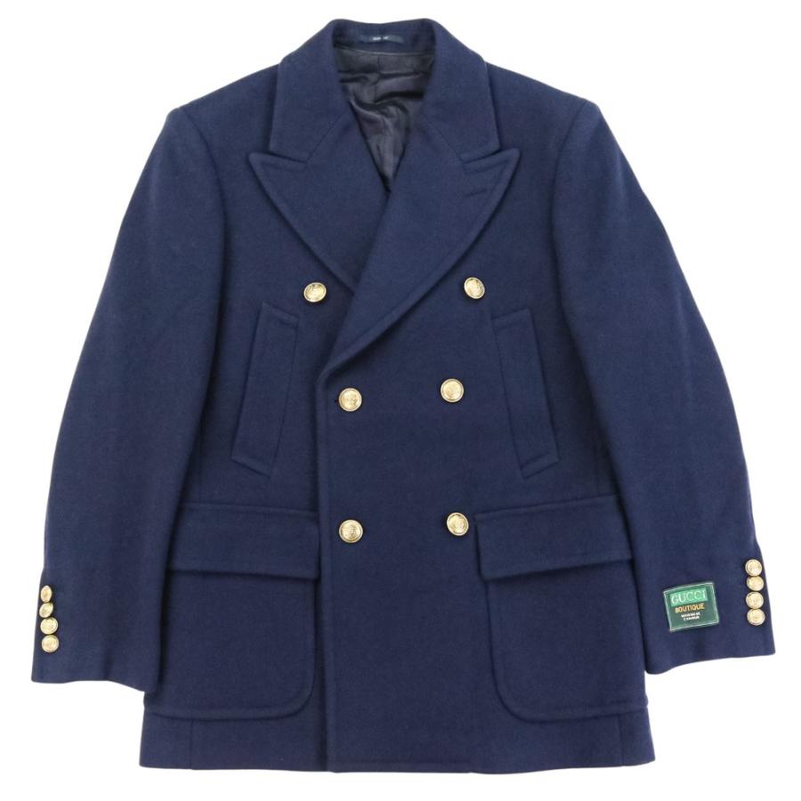 美品 GUCCI グッチ ウール ピーコート 715703 サイズ44 ネイビー メンズ 古着 中古 USED GUCCI（グッチ） 美品 ウール ピーコート 715703 サイズ44 ネイビー