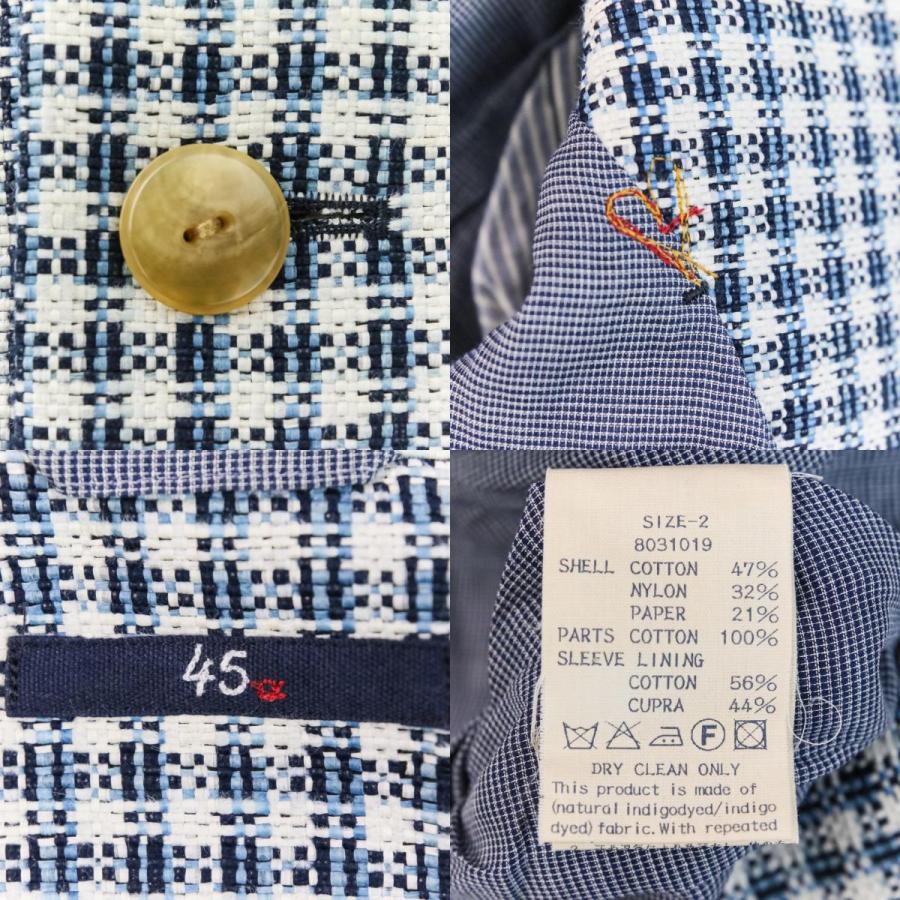 45R　和紙藍ツイードキャミソール　ベスト　ノースリーブ　R刺繍　日本製　M 45R 和紙藍ツイードキャミソール ベスト ノースリーブ R刺繍 日本製 M