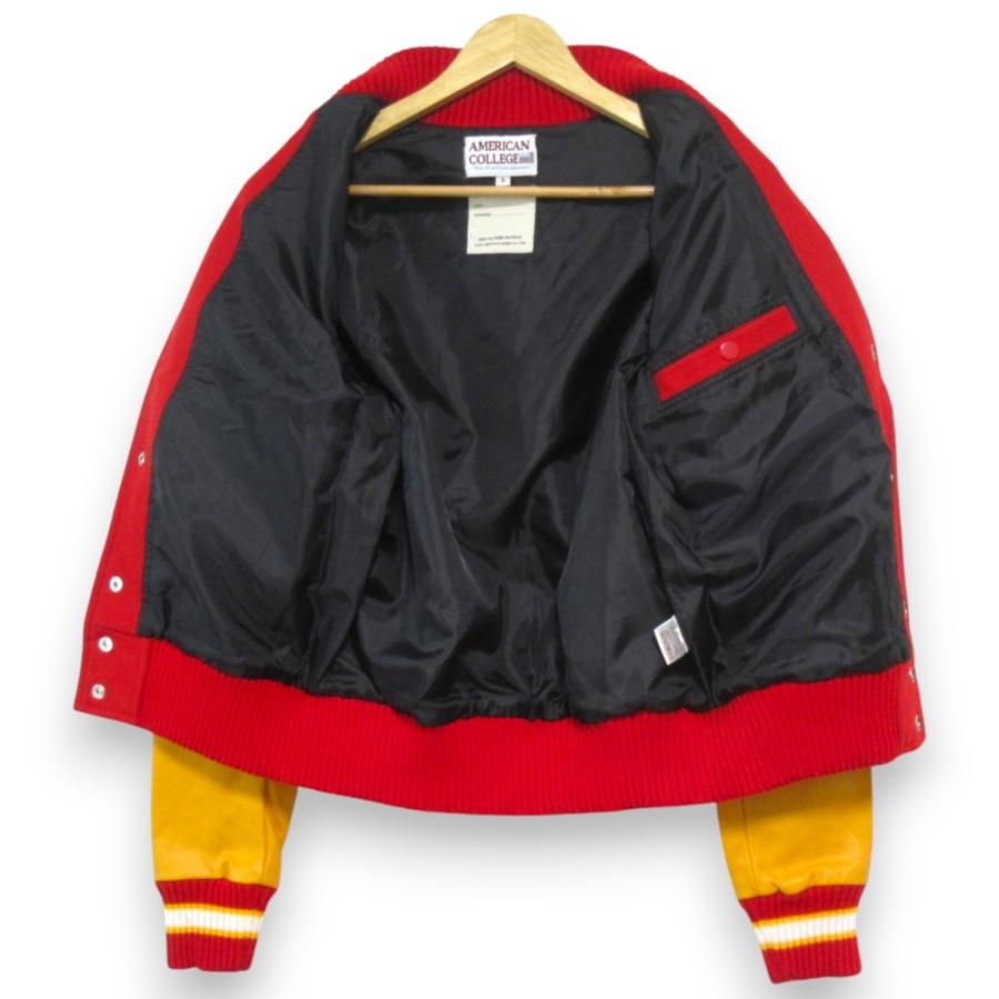 美品 AMERICAN COLLEGE アメリカンカレッジ Mワッペン レザースリーブ