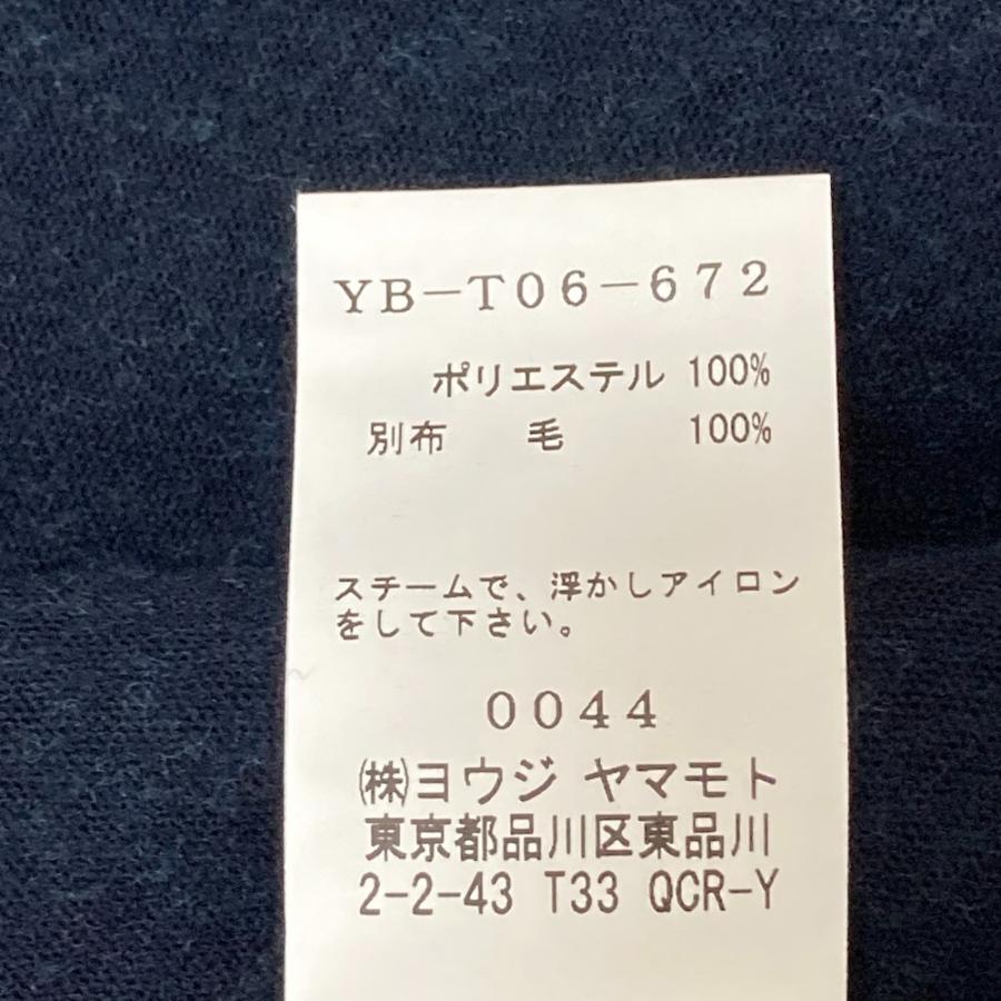 美品 Y's ワイズ ヨウジヤマモト POLYESTER TULLE x WOOL NEEDLE PUNCH UNBALANCE T-SHIRT Tシャツ YB-T06-672 サイズ2 ネイビー レディース 古着 中古 USED Y's（ワイズ） 美品 ヨウジヤマモト POLYESTER TULLE x WOOL NEEDLE