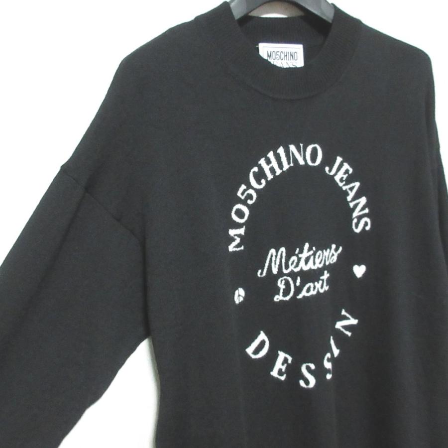 美品 MOSCHINO JEANS モスキーノジーンズ ロゴジャガード ロングニット 