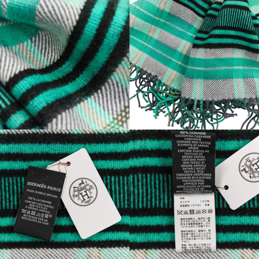 HERMES（エルメス） 美品 カシミヤ タータンチェック フリンジ 