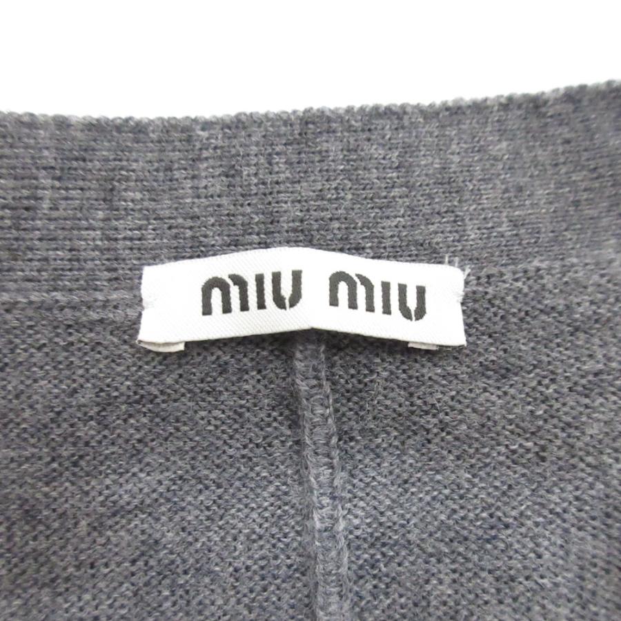 美品 miumiu ミュウミュウ バックオープン Vネックカーディガン サイズ42 グレー レディース 古着 中古 USED miu miu（ミュウミュウ） 美品 バックオープン Vネックカーディガン