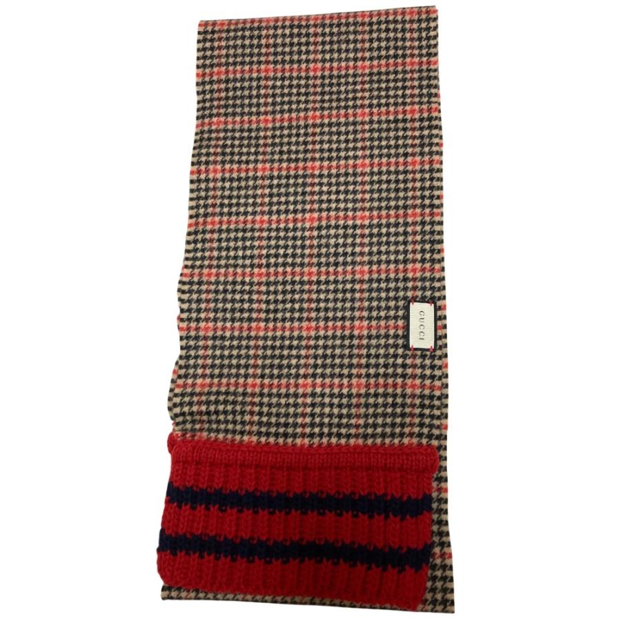 美品 GUCCI グッチ カシミヤブレンド ウール チェック マフラー マルチカラー レディース 古着 中古 USED GUCCI（グッチ） 美品 カシミヤブレンド ウール チェック マフラー