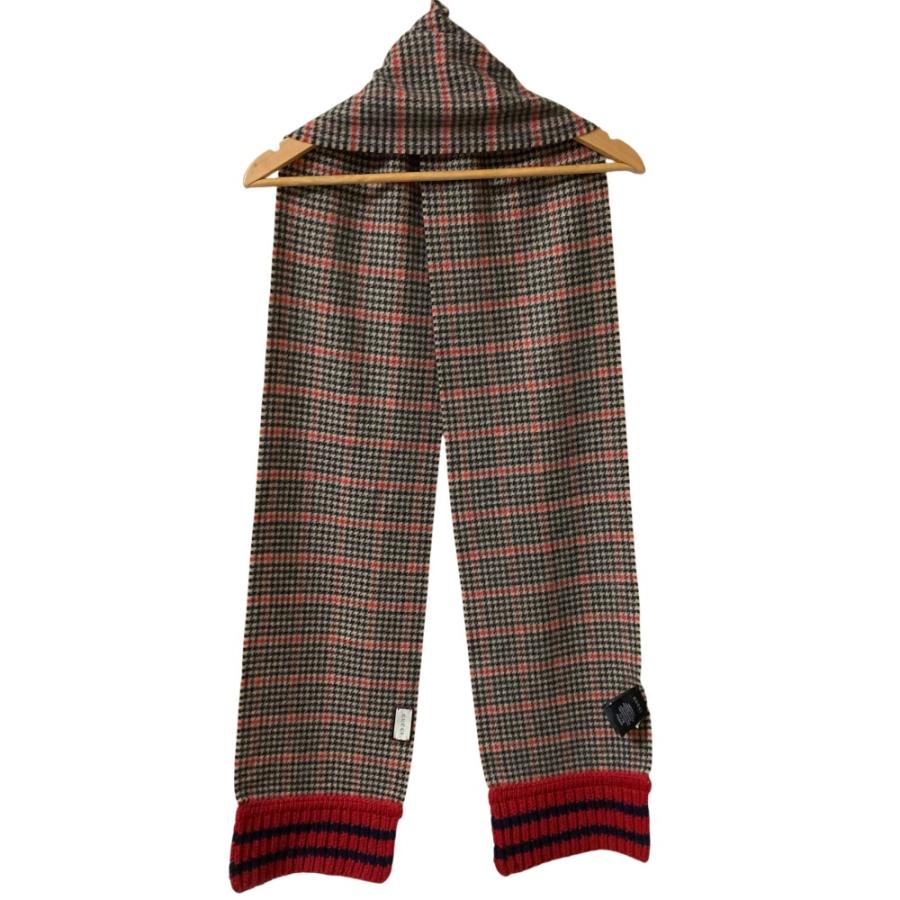 美品 GUCCI グッチ カシミヤブレンド ウール チェック マフラー マルチカラー レディース 古着 中古_2