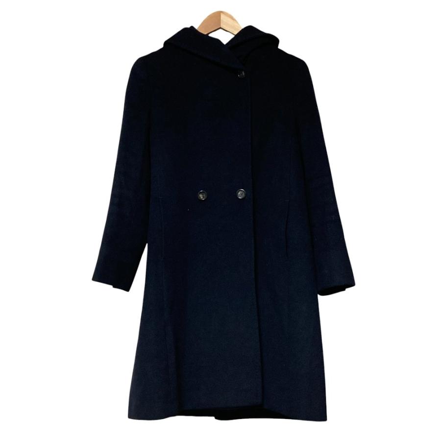 良品 23区 ニジュウサンク ウールアンゴラビーバー フーデッド コート
