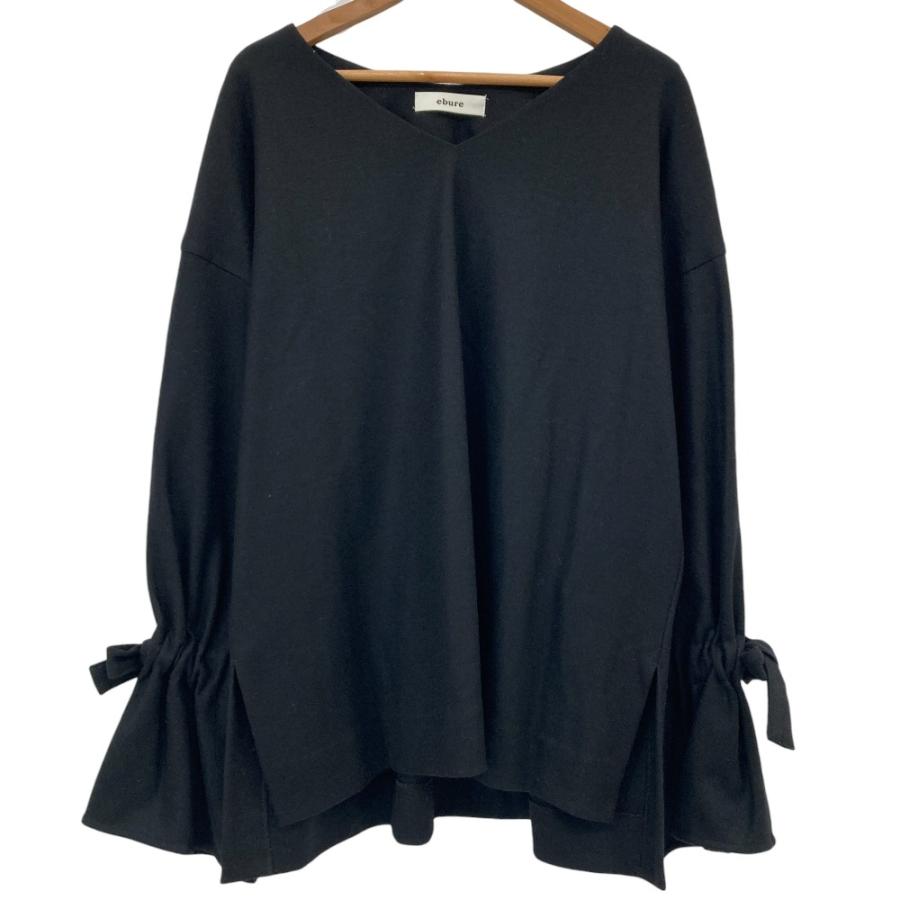 ebure 美品 エブール リボン付き ウール プルオーバー ブラウス 