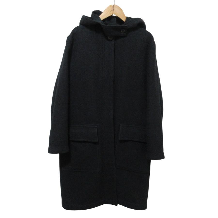 MHL.ウールフーデッドコート ロング ネイビー エムエイチエル MHL.（エムエイチエル） 美品 MHL マーガレットハウエル ウール