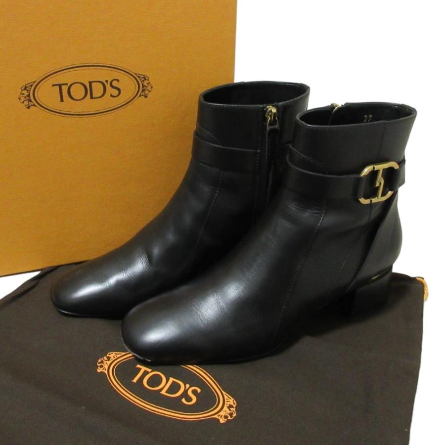美品 TOD'S トッズ ダブルTリング レザー サイドジップ ショート