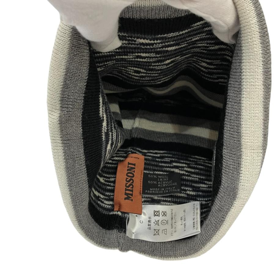 美品 MISSONI ミッソーニ ウール Vネック ボーダー 柄編みニットセーター サイズ40 グレー レディース 古着 中古 USED MISSONI - 美品 MISSONI ミッソーニ ウール Vネック ボーダー 柄編み