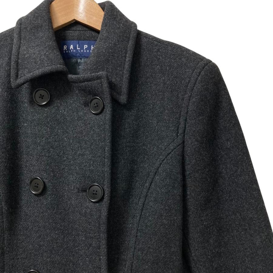 ラルフローレン ダブル ロング コート ウール 11 L相当 ブラック 黒 美品 Ralph Lauren ラルフローレン ダブルブレストメルトンロング