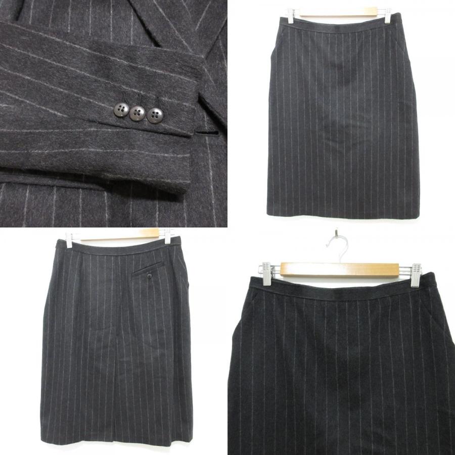 Max Mara マックスマーラ カシミヤブレンド テーラードジャケット スカート スーツ セットアップ サイズ48 ダークグレー レディース 古着 中古 USED Max Mara（マックスマーラ） カシミヤブレンド テーラードジャケット