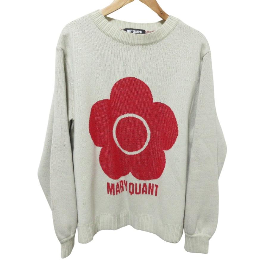 美品 MARY QUANT マリークワント ディズニーコラボ バック ミニーマウス ニットセーター M ベージュ レッド レディース 古着 中古 USED MARY QUANT（マリークヮント） 美品 マリークワント ディズニーコラボ