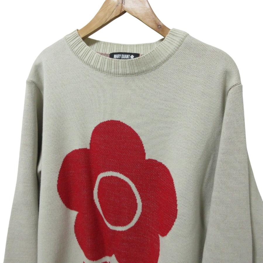 美品 MARY QUANT マリークワント ディズニーコラボ バック ミニーマウス ニットセーター M ベージュ レッド レディース 古着 中古 USED MARY QUANT（マリークヮント） 美品 マリークワント ディズニーコラボ